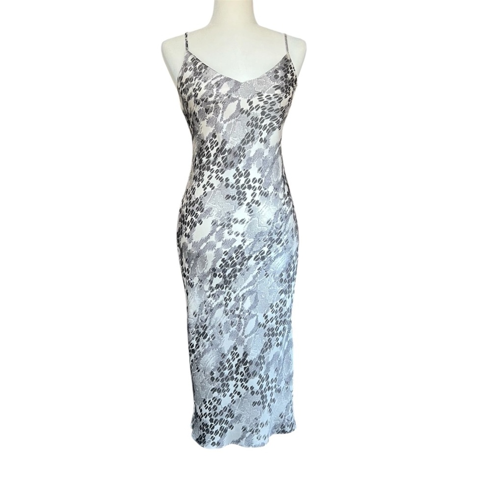 Express Snake Print Silky Satin Midi Slip Dress Spaghetti Strap XS